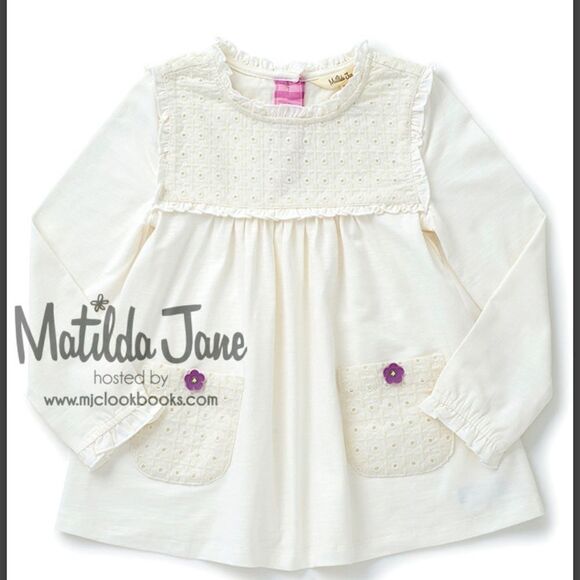 MATILDA JANE SIZE 4 Make Believe Playin House Top Cream Eyelet Shirt - Picture 3 of 14